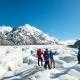 A group taking a photo while on Mt. Cook Glacier Guiding