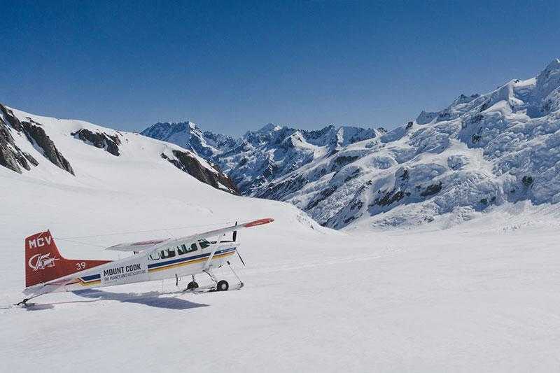 Mt Cook Ski Plane landed in the icy glaciers.