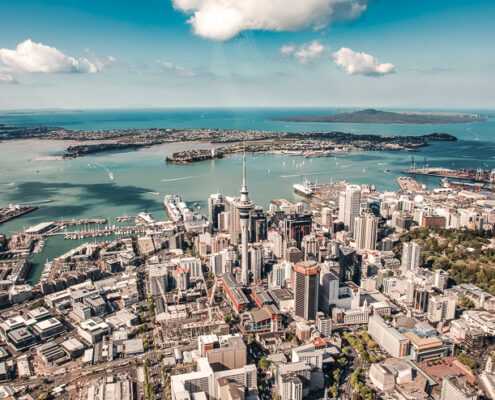 A scenic view of Auckland from above