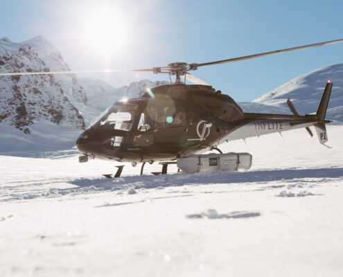 Inflite helicopter on the glacier.