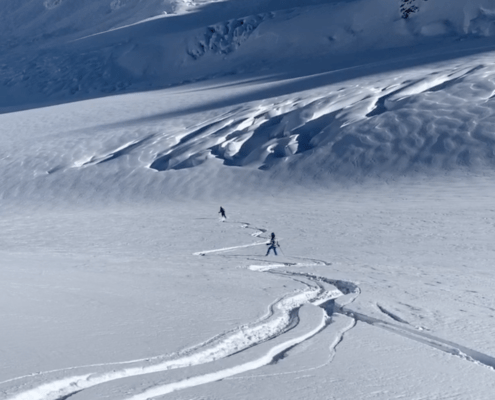 Ski marks on the glacier