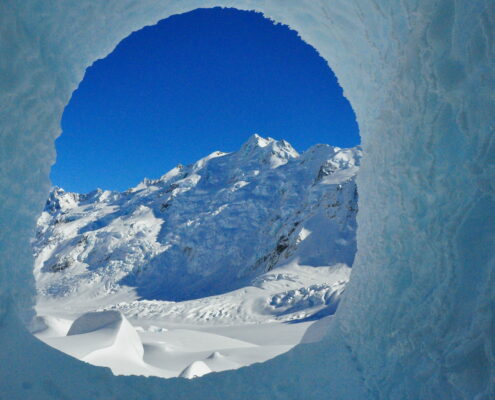 An ice cave overlooking the glacier