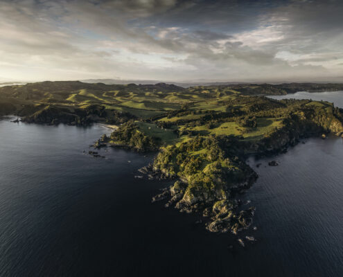 A scenic view of the Waiheke Island from above