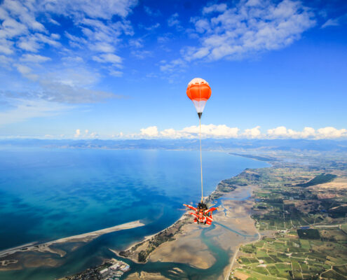 Skydive overlooking the splendid Abel Tasman.