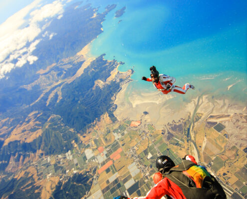 A scenic view from a skydive in Abel Tasman