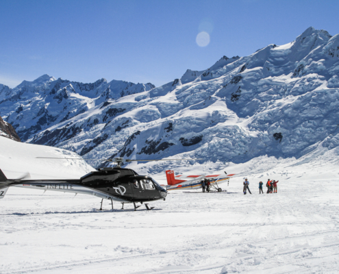 A Ski Plane and Helicopter land on glacier for ultimate alpine experience