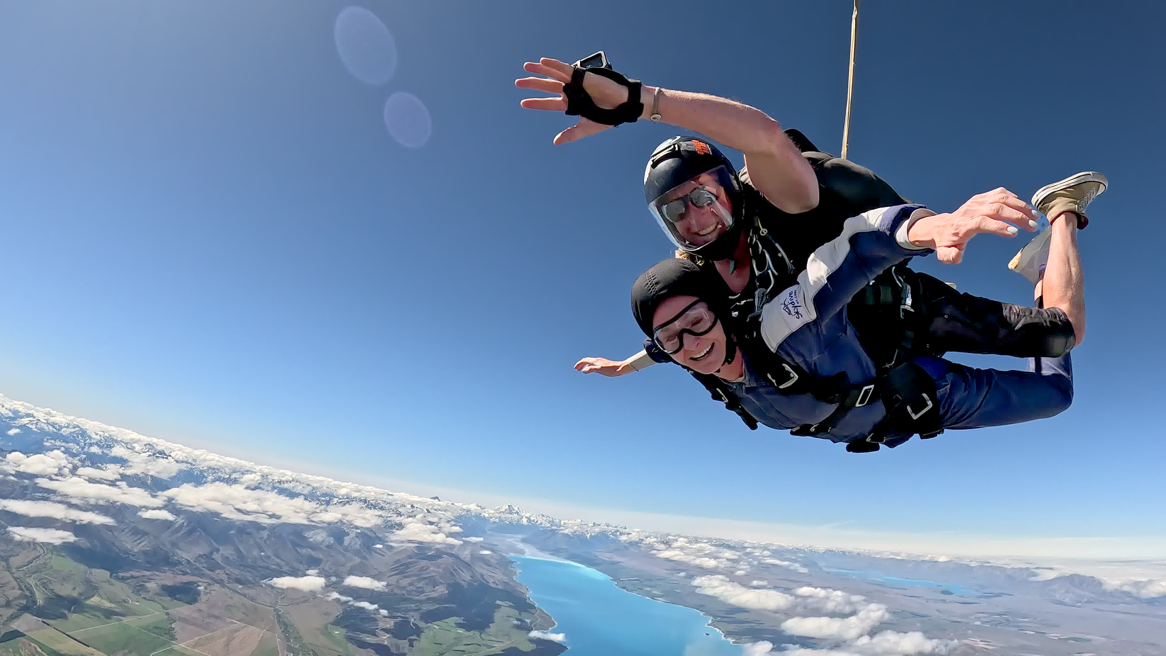Skydive Mount Cook tandem skydive freefall woman